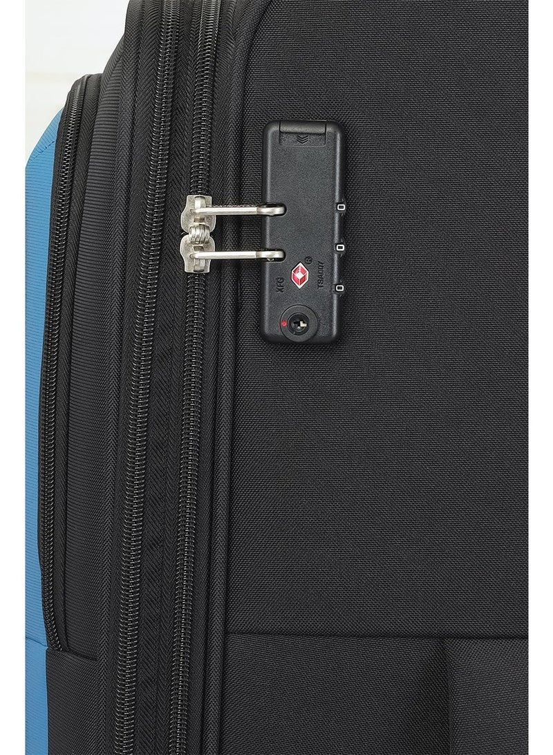 AMERICAN TOURISTER Seville Suitcase, Check-in Size 81 cm / 30 inch, 4 Wheels, Soft Top, Polyester, Black|TSA Lock|Front Storage Compartment|Inner Mesh Zippered Pocket - 3 Years International Warranty - Image 4